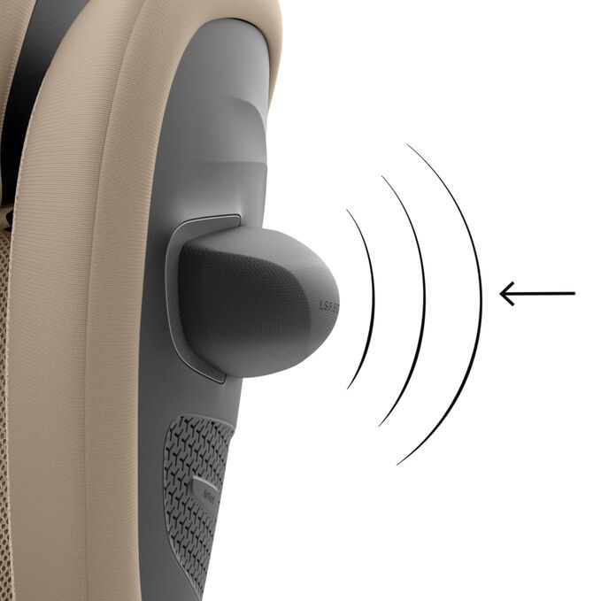 An image of the CYBEX Gold Pallas G2 Toddler Car Seat, highlighting the 20% Higher Side-impact Protection⁴ feature.