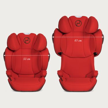 An image of the CYBEX Platinum Solution Z-fix Child Car Seat, highlighting the Head and shoulder protectors feature.