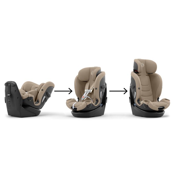 An image of the CYBEX Gold Callisto G 360 Child Car Seat, highlighting the All-In-One Convertible Seat feature.