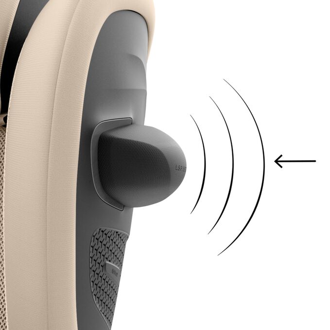 An image of the CYBEX Gold Pallas G3 Toddler Car Seat, highlighting the 20% higher side-impact protection⁴ feature.