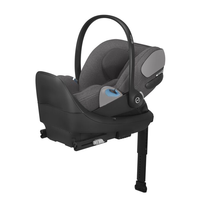 An image of the CYBEX Platinum Cloud T with Load Leg Base Infant Car Seat, highlighting the Anti-Rebound Base with Load Leg feature.