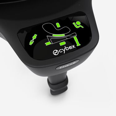 Obrázek CYBEX Platinum Base S ISOFIX Base, který zvýrazňuje funkci Integrovaný bezpečnostní asistent.