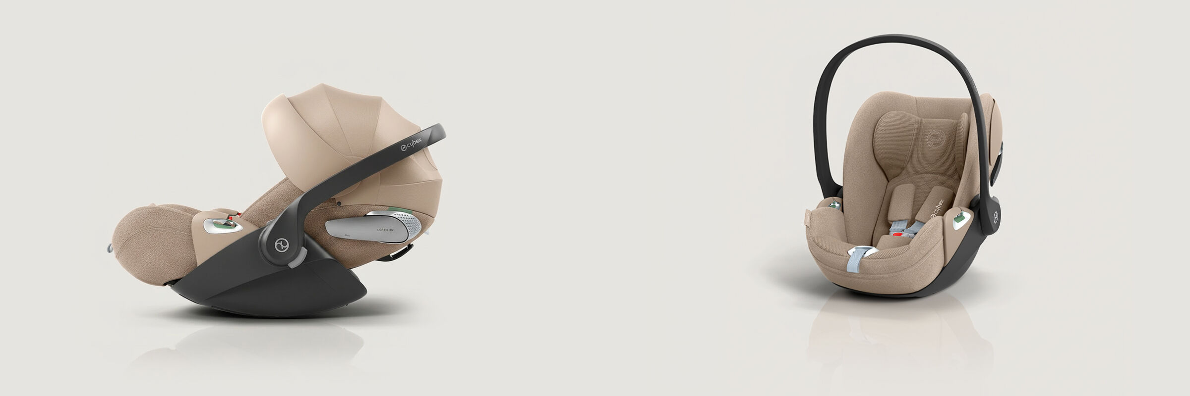 Two Cloud T car seats in Cozy Beige.