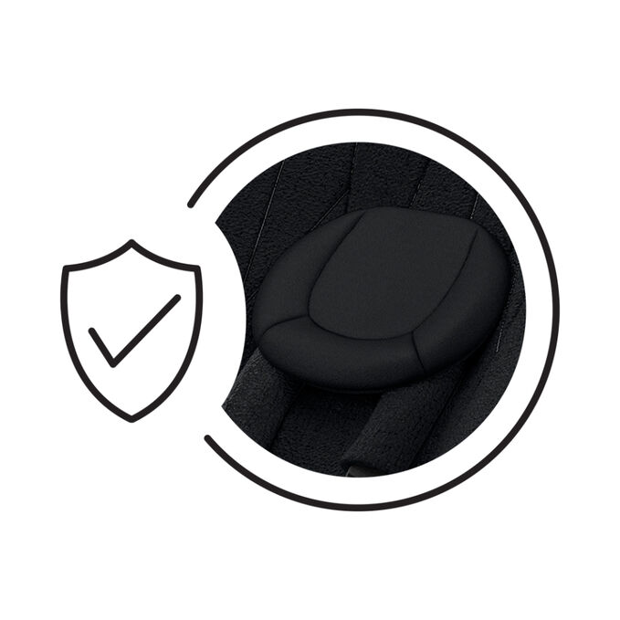 An image of the CYBEX Platinum Platinum Bouncer Bouncer, highlighting the Ergonomic Head Support feature.