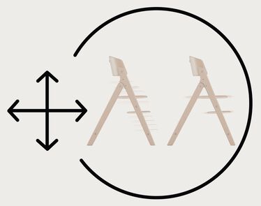 An image of the CYBEX Gold Click & Fold 3-in-1 Highchair, highlighting the Fully Adjustable feature.
