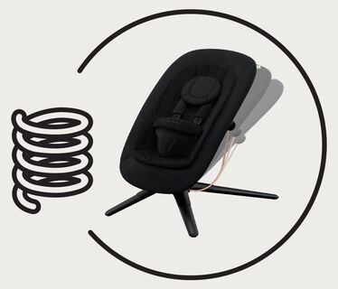 An image of the CYBEX Platinum Platinum Bouncer Bouncer, highlighting the Self-bouncing feature.