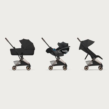 CYBEX Coya 2 Style Collection travel system with cot, infant car seat, and stroller seat.