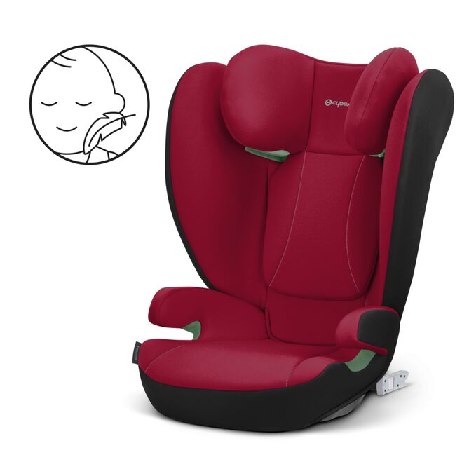 Ein Bild des CYBEX Silver Solution B i-Fix Child Car Seat, das das Merkmal Unbedenklich für die Haut Ihres Kindes hervorhebt.
