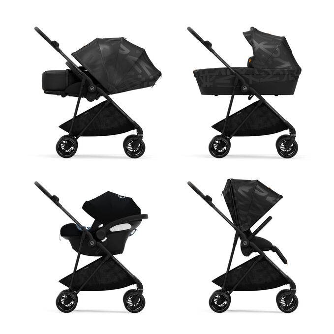 Ein Bild des CYBEX Gold Melio 1 Street Stroller, das das Merkmal Reisesystem hervorhebt.