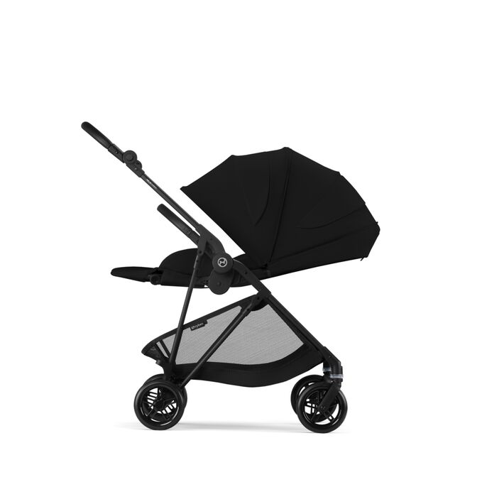 An image of the CYBEX Gold Melio Carbon Stroller, highlighting the Supreme XXL Sun Canopy feature.