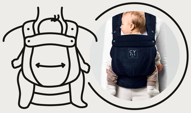 Obrázek CYBEX Platinum Coya Carrier Rebellious Luxury Baby Carrier, který zvýrazňuje funkci Přizpůsobivý materiál.