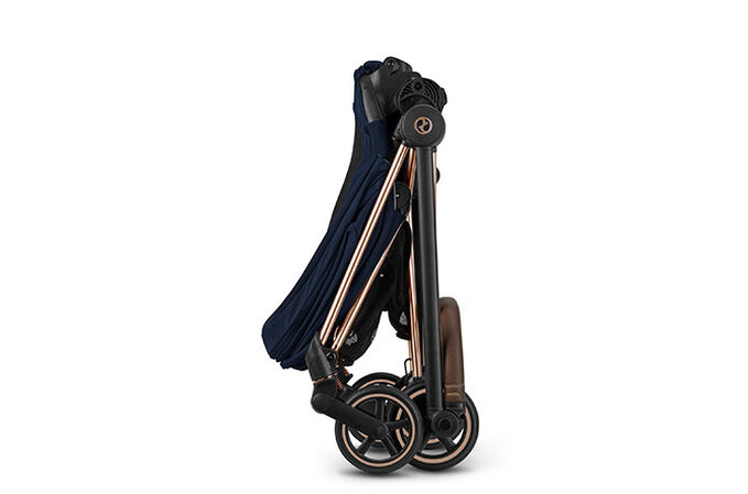 An image of the CYBEX Platinum Mios 2  Seat Pack Stroller, highlighting the One-hand folding mechanism feature.