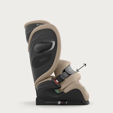 Afbeelding van de CYBEX Gold Pallas G3 Child Car Seat, met de nadruk op de functie Beschermt je kind in enkele seconden.
