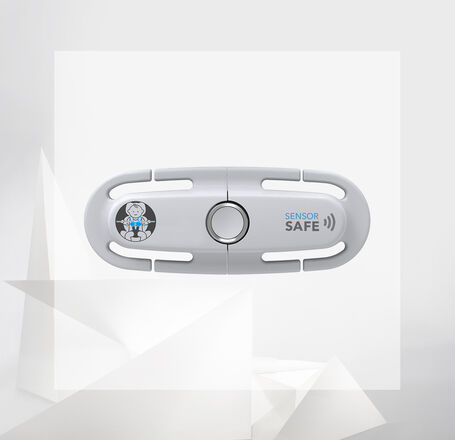 A grey, oval device with "Sensor Safe" written on it and a child symbol on the left side.