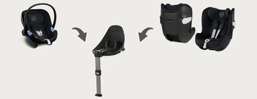An image of the CYBEX Gold Aton M i-Size Infant Car Seat, highlighting the M-Line Modular System feature.
