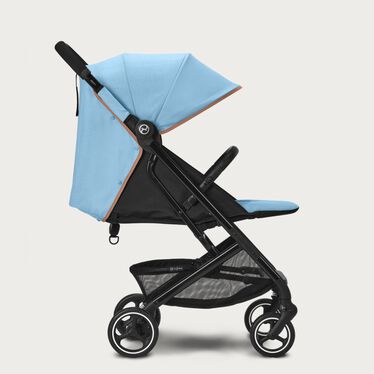 An image of the CYBEX Gold Beezy 2 Buggy, highlighting the Ergonomic Lie-Flat feature.