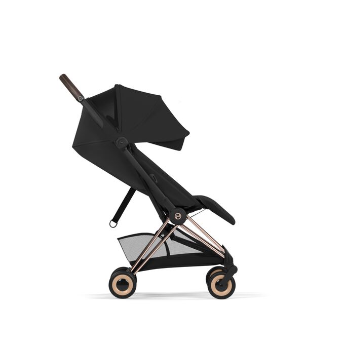Afbeelding van de CYBEX Platinum Coya with Cot Stroller, met de nadruk op de functie Sun Canopy with Mesh Section.