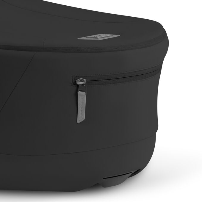 An image of the CYBEX Platinum Mios Fold Lux Carry Cot Stroller, highlighting the Front Pocket feature.