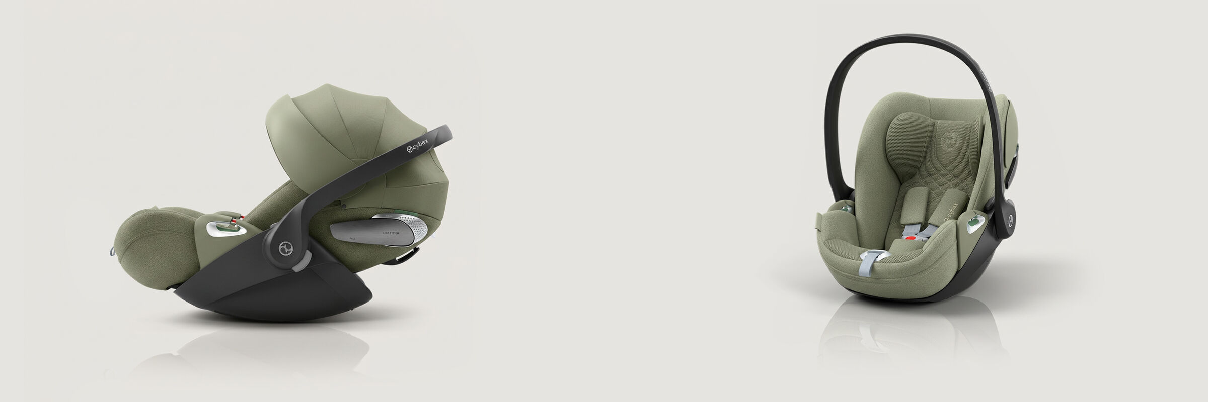 Two Cloud T car seats in Sage Green.