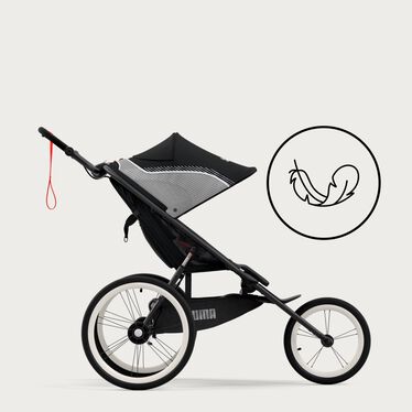 An image of the CYBEX Gold Avi One Box - PUMA Black Jogger, highlighting the Lightweight Runner feature.