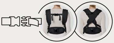 Obrázek CYBEX Platinum Coya Carrier Bouclé Baby Carrier, který zvýrazňuje funkci Plně přizpůsobitelný střih pro nositele.