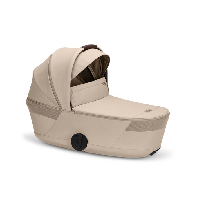 An image of the CYBEX Gold Balios Fold Cot Stroller, highlighting the XXL UPF50+ Sun Canopy feature.