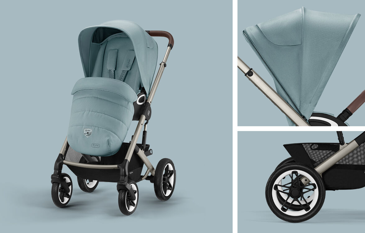 CYBEX Gold Talos S Lux Stroller Sky Blue on Taupe Frame