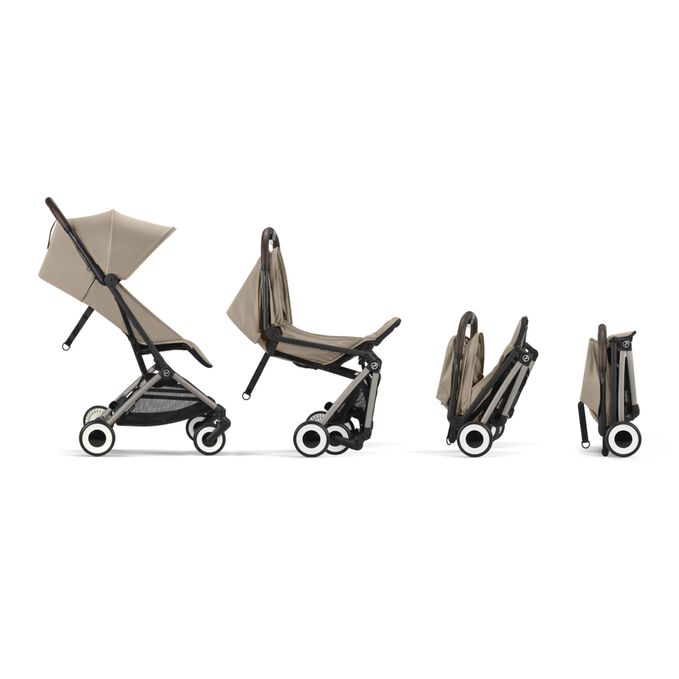 An image of the CYBEX Gold Orfeo Buggy, highlighting the One-hand Fold & Unfold feature.