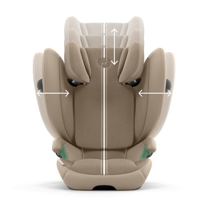 An image of the CYBEX Gold Solution G2 Child Car Seat, highlighting the The Perfect Fit for Every Age feature.