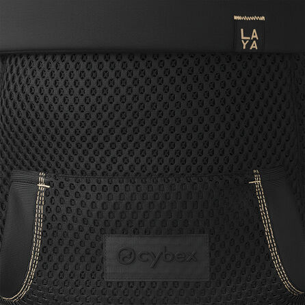 Close up of the breathable 3D mesh fabric the Laya baby carrier offers.