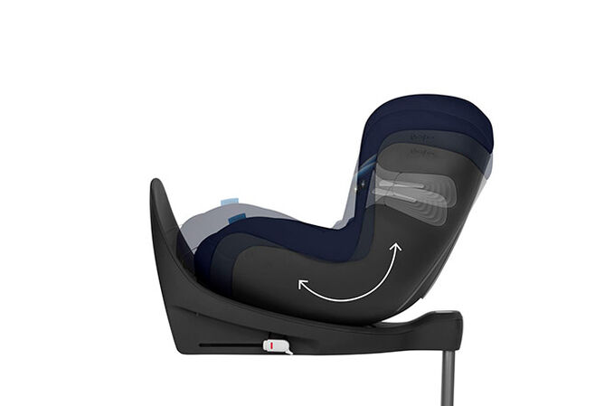 An image of the CYBEX Gold Sirona S i-Size Toddler Car Seat, highlighting the One-hand recline function feature.