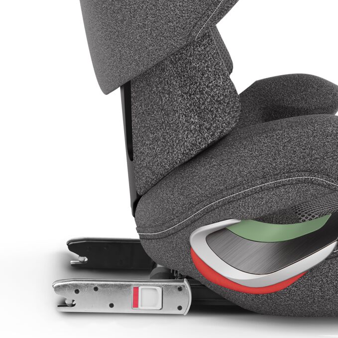 An image of the CYBEX Platinum Solution T i-Fix Child Car Seat, highlighting the Easy Installation and Extra Stability feature.