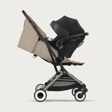 An image of the CYBEX Gold Orfeo Buggy, highlighting the Travel System Ready feature.