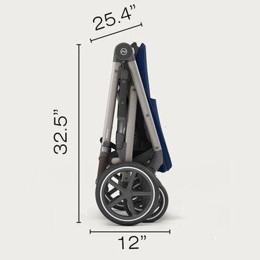 An image of the CYBEX Gold Gazelle S Sibling Stroller, highlighting the Compact Fold feature.