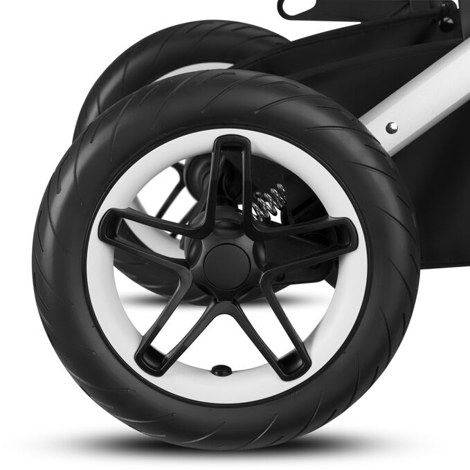 An image of the CYBEX Gold Talos S Lux Stroller, highlighting the Smooth all-wheel suspension feature.