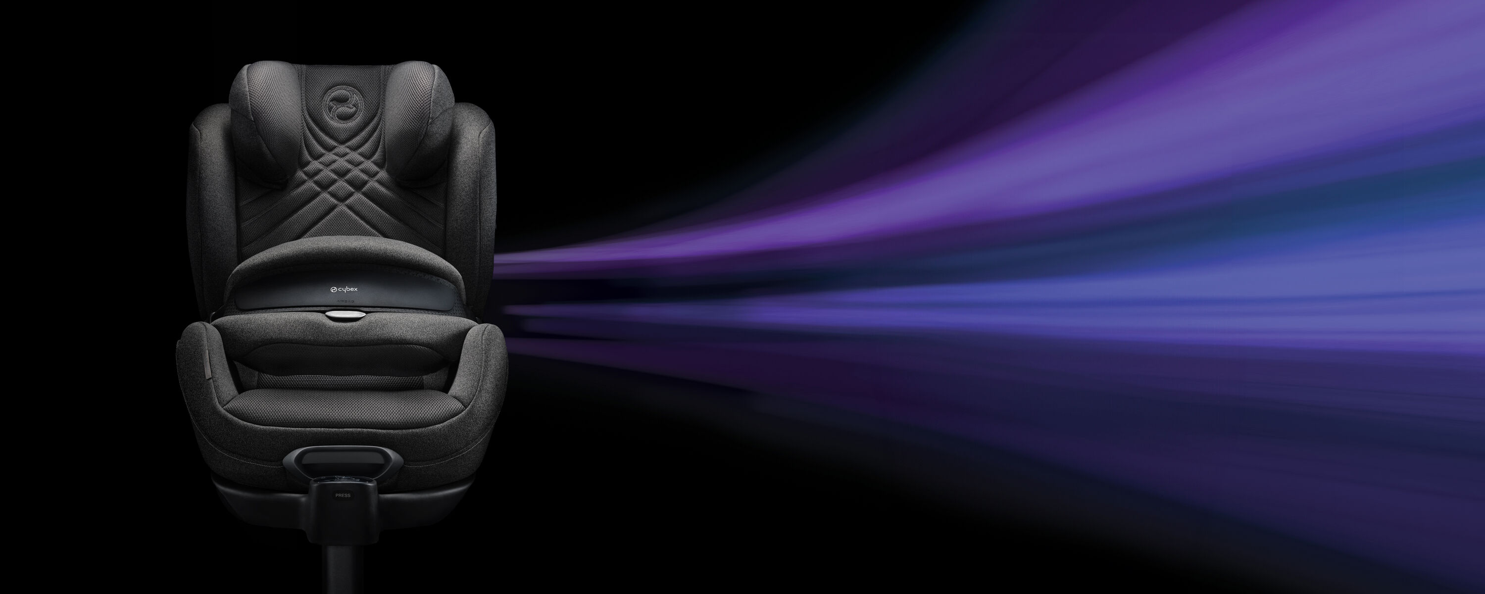 Anoris T2 i-Size Plus child car seat with airbag, front view against a dark background