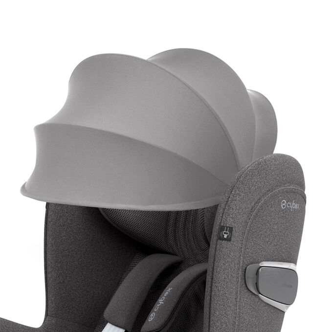 An image of the CYBEX Platinum Sirona T i-Size Toddler Car Seat, highlighting the Reliable UPF50+ protection feature.