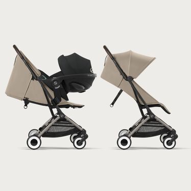 An image of the CYBEX Gold Orfeo Buggy, highlighting the Travel System Ready feature.