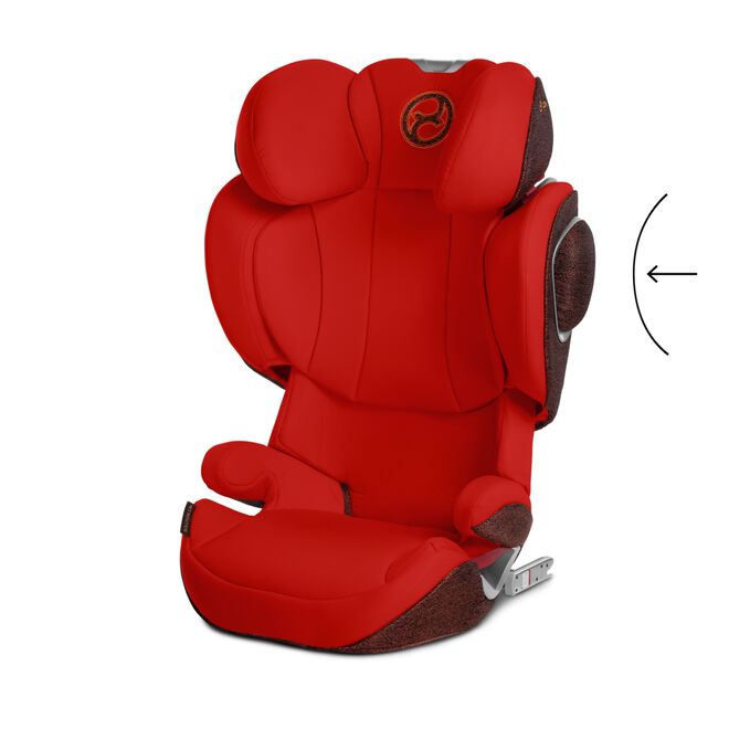 Ein Bild des CYBEX Platinum Solution Z-fix Child Car Seat, das das Merkmal Integrated Side-impact Protection hervorhebt.