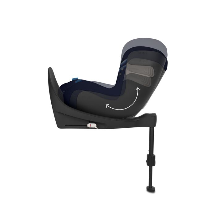 An image of the CYBEX Gold Sirona S2 i-Size Toddler Car Seat, highlighting the One-hand recline function feature.