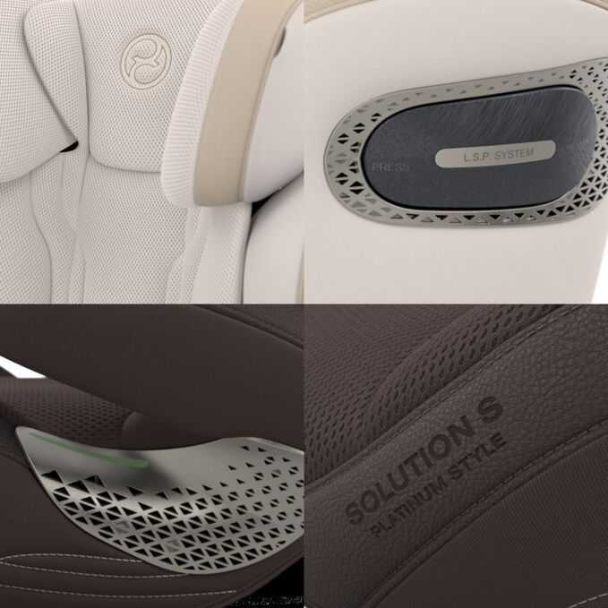 En bild av CYBEX Platinum Solution S Child Car Seat som lyfter fram funktionen Exklusiv design f&ouml;r dig och ditt barn.