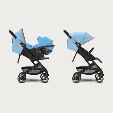 An image of the CYBEX Gold Beezy Buggy, highlighting the Travel System feature.