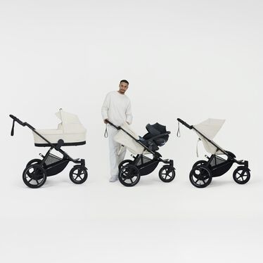 An image of the CYBEX Gold Avi Spin Stroller, highlighting the Travel System Ready feature.