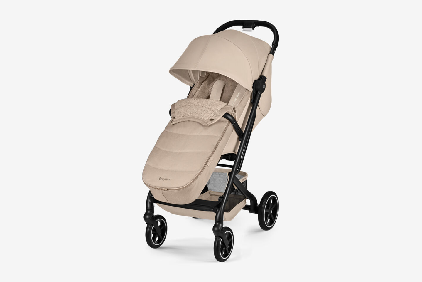 Product image of a Beezy buggy with a Gold Footmuff attached.