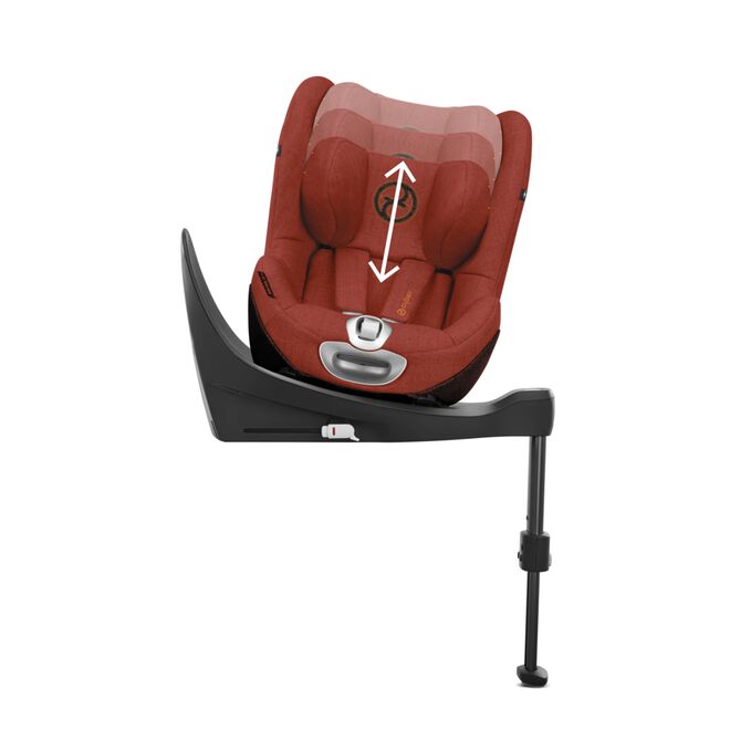 An image of the CYBEX Platinum Sirona Zi Toddler Car Seat, highlighting the Grows with your Child up to 4 Years Old feature.