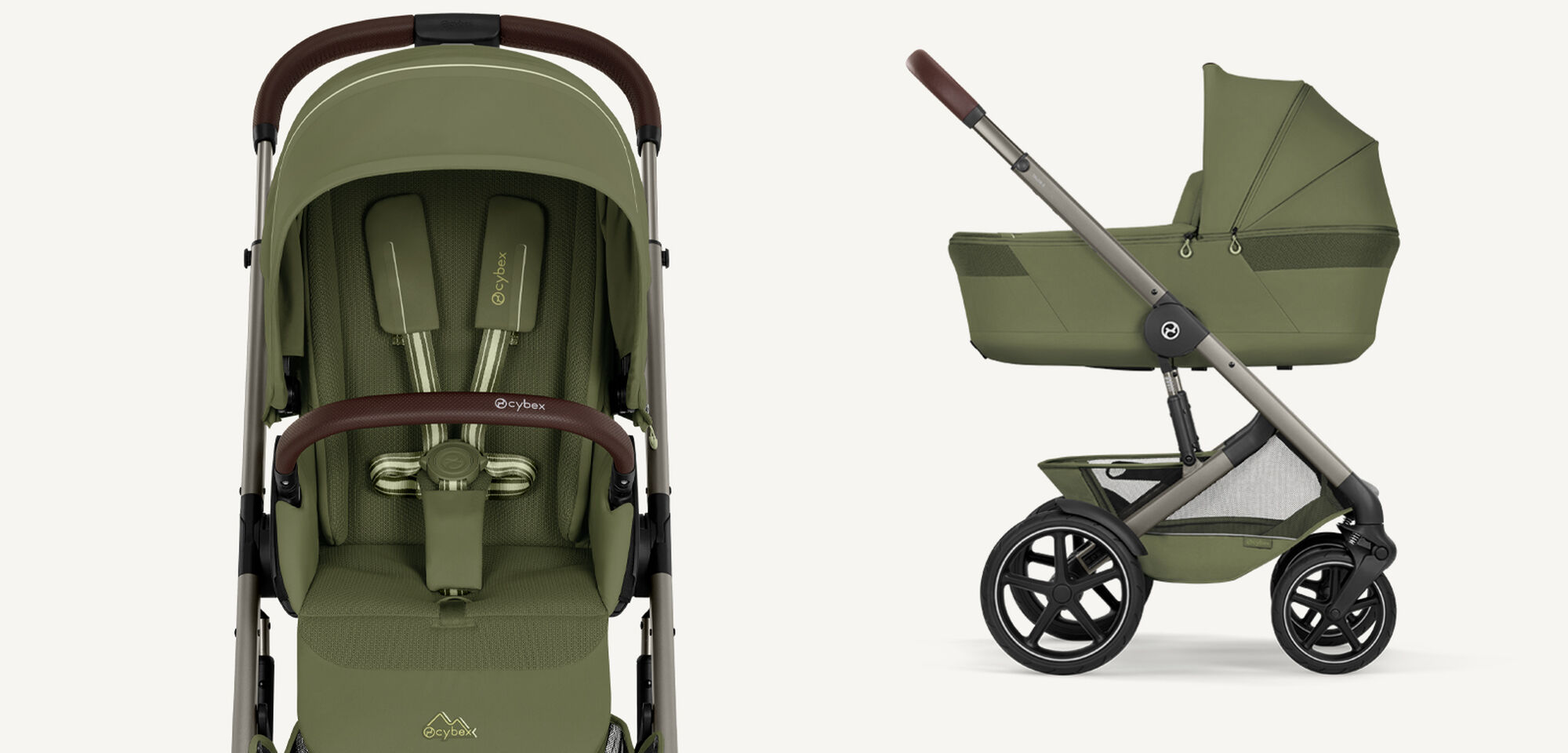 Product images of a Talos S Lux in Moss Green, a close up on the left and a sideview on the right.