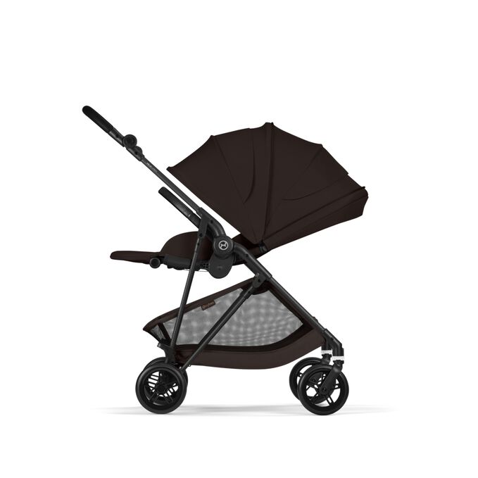 An image of the CYBEX Gold Melio Carbon Stroller, highlighting the Supreme XXL Sun Canopy feature.
