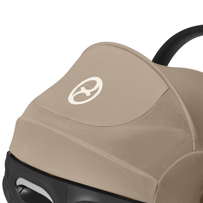 An image of the CYBEX Gold Cloud G Pro with Load Leg Base Infant Car Seat, highlighting the Sun Canopy feature.