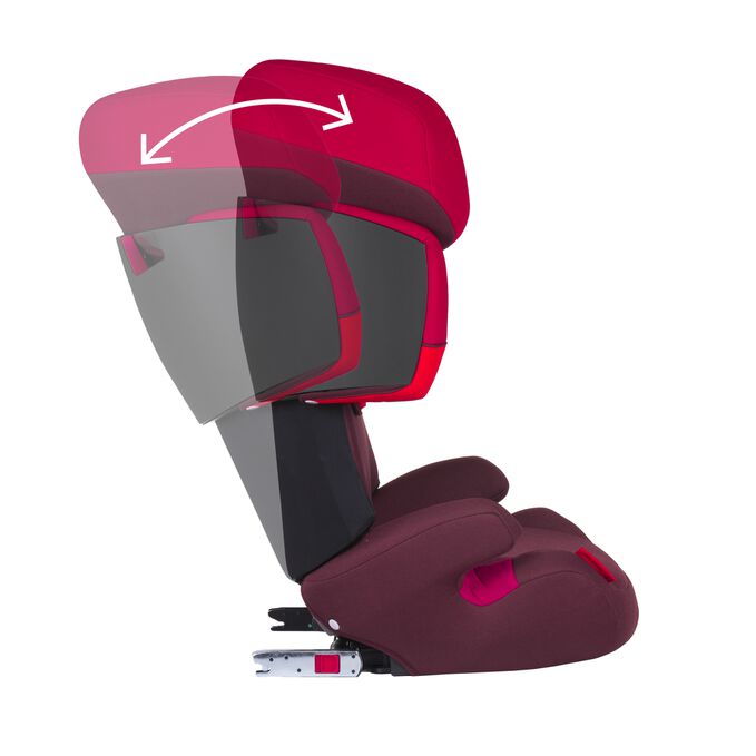 Ein Bild des CYBEX Silver Solution X-Fix Child Car Seat, das das Merkmal Neigungsverstellbare Rückenlehne hervorhebt.