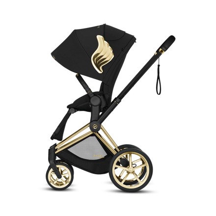 Black by Jeremy Scott Wings pram with gold accents and wing motif